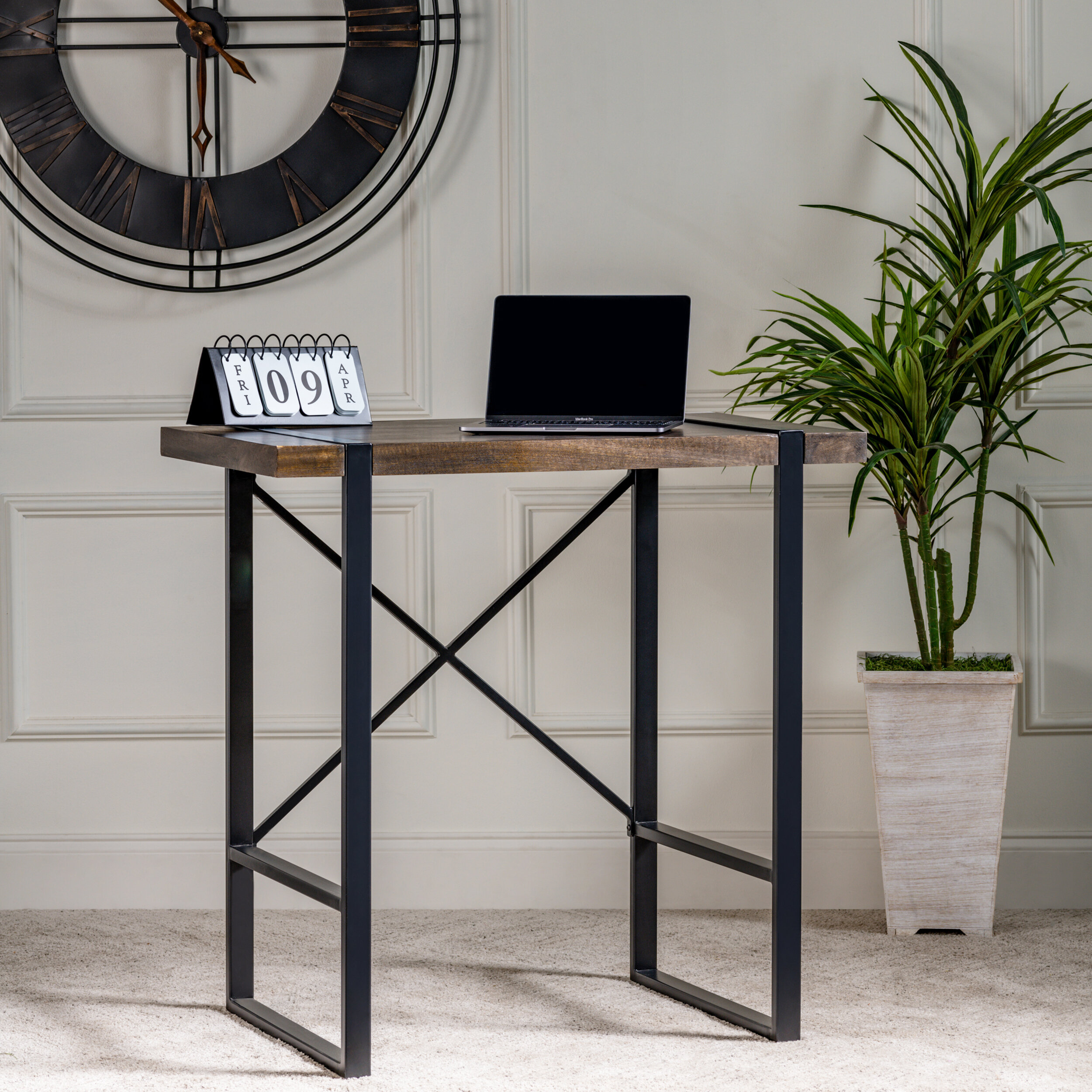 Stories Solid Wood Top Metal Base Writing Desk Wayfair Canada